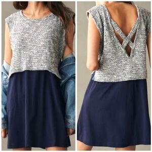 NWT Anthropologie Daily Practice Twofer Mini Dress Tweed Mixed Media